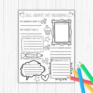 Remplissez les blancs | Tout sur grand-mère | Questionnaire imprimable pour la fête des mères | Cadeau pour grand-mère | Grand-mère imprimable | Cadeau fête des mères