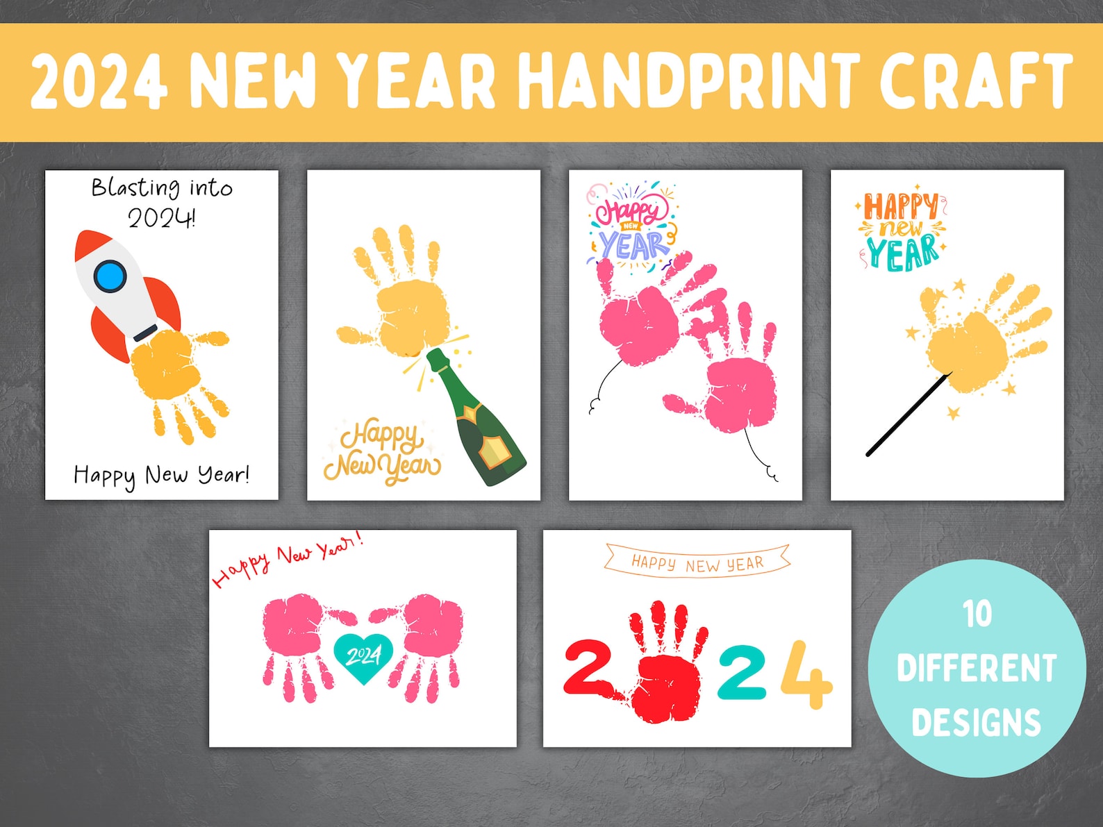 2024 New Years Handprint Craft Bundle New Years Handprint Craft New