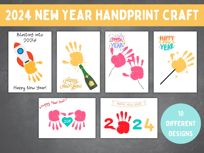 2024 New Years Handprint Craft Bundle New Years Handprint Etsy UK