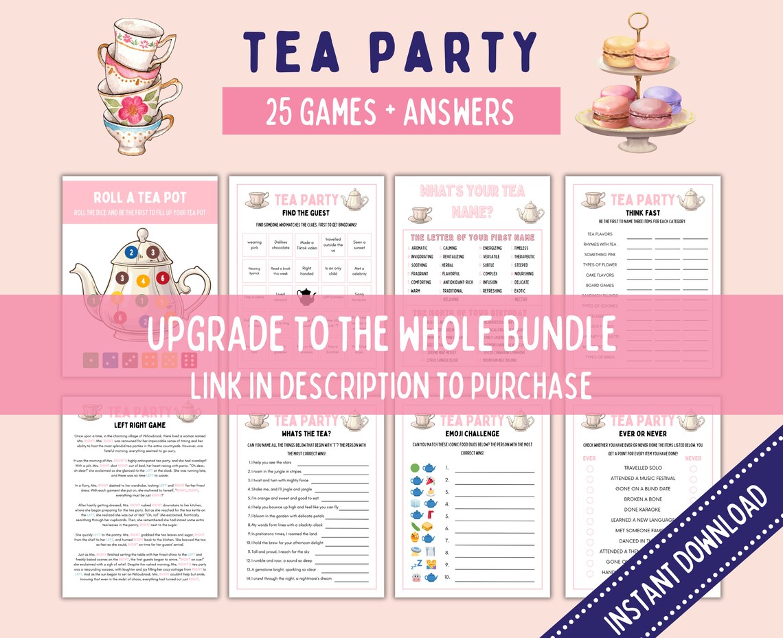Spill the Tea Game | Tea Party Games Printable | Tea Party Activities ...
