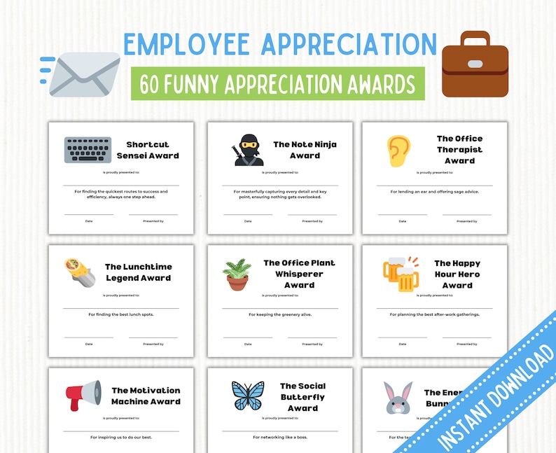 Funny Employee Appreciation Awards - 60 Printable Staff Recognition ...