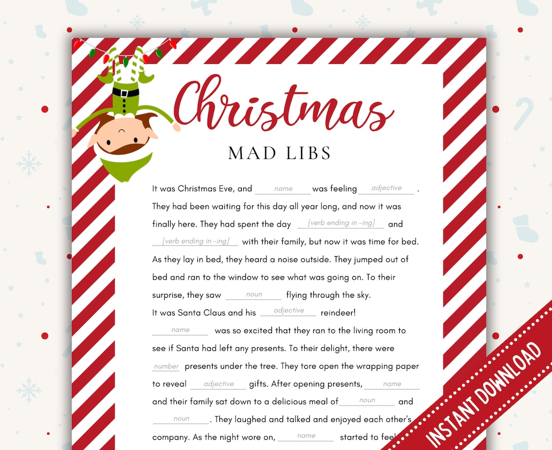 Christmas Mad Libs | Printable Christmas Game | Christmas Activity for ...