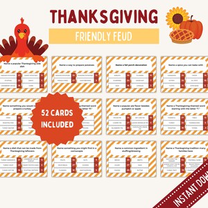 Thanksgiving Friendly Feud | Printable Thanksgiving Game | Fall Activity For Kids and Adults | Thanksgiving Trivia | Classroom Game