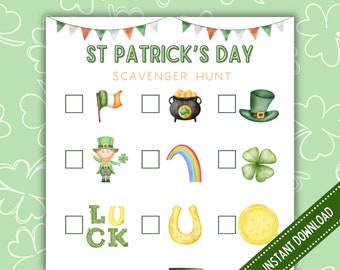 St. Patrick's Day Scavenger Hunt: Picture Card Game (Printable PDF)