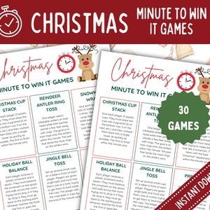 Christmas Minute to Win It Game, Printable Holiday Party Games for Kids, Teens, and Adults, Easy December Family Activity