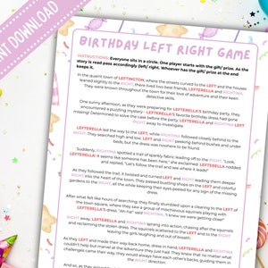 Pink Birthday Left Right Game Fun Girls Birthday Party Games for Kids ...