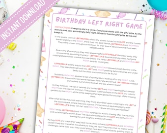 Pink Birthday Left Right Game Fun Girls Birthday Party Games for Kids Pass the Prize Gift Exchange Princess Party Printable Fashion Birthday