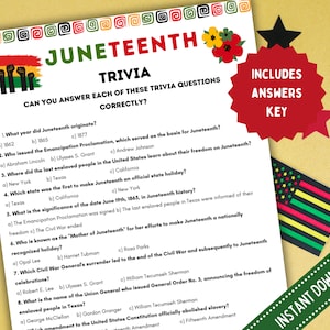 Juneteenth Trivia Game, Juneteenth Quiz, African American History Quiz, Seniors Game, Youth Group Game, Instant Download