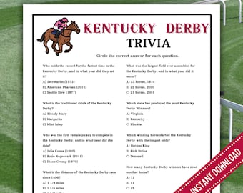 Kentucky Derby Trivia Game: Printable Derby Party Activity (PDF)