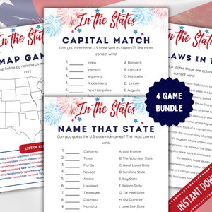 USA State Trivia Game Bundle: Family Game Night (PDF)