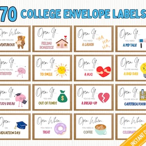 Open When-enveloppen voor studenten, Open When Letters College, College Care Package, Open When-kaarten, Open When College, Afdrukbaar