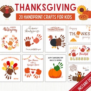 Thanksgiving Handprint Art Bundle, Thanksgiving Handprint Craft, Printable Activity Babies Toddlers, Handprint Keepsake, Preschool Activity