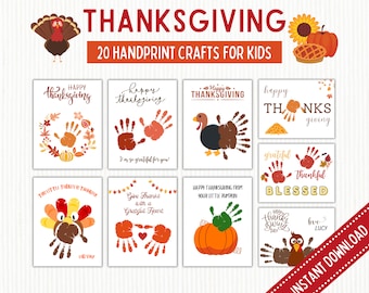 Thanksgiving Handabdruck Kunst Bundle, Thanksgiving Handabdruck Handwerk, druckbare Aktivität Babys Kleinkinder, Handabdruck Andenken, Vorschulaktivität