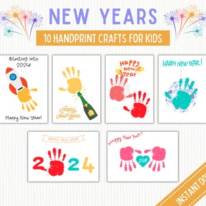 Happy New Year 2024 | Baby Kids Toddler Hands Foot Feet | New Years 2024 Handprint Footprint Art Craft | Daycare Craft | Keepsake Memory