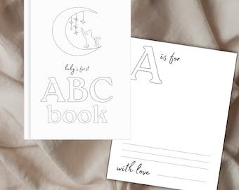 ABC Malbuch – Englisch – Babypartyspiel – Tieralphabet A-Z Seiten – druckbares Malbuch – Geschenk für Kinder – digitaler Download