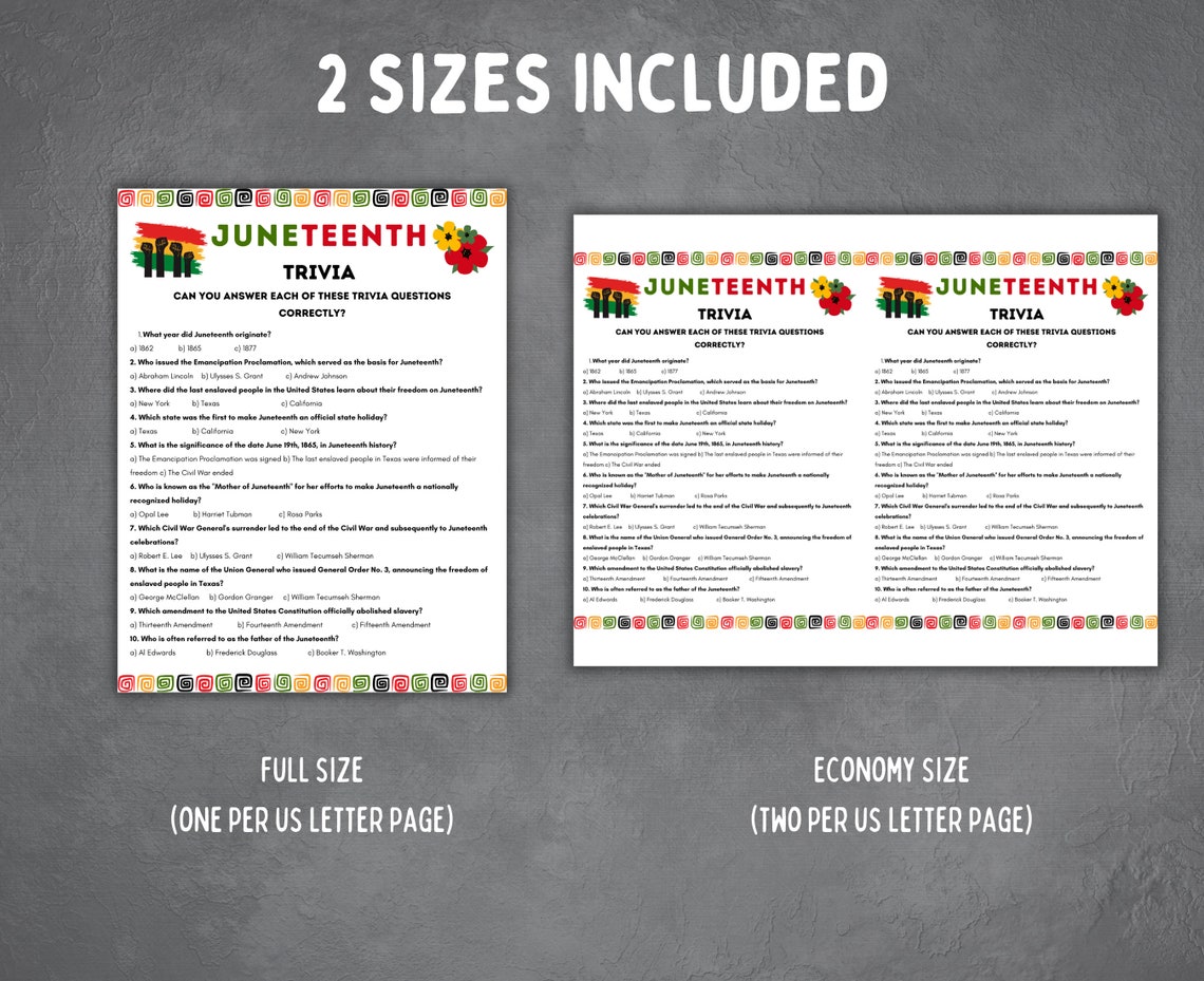 Juneteenth Trivia Game, Juneteenth Quiz, African American History Quiz ...