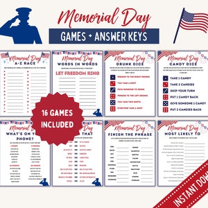 Memorial Day 16-Game MEGA BUNDLE, Fun Memorial Day Party Games for Kids & Adults, Memorial Day BBQ, Memorial Day Ideas, Classroom Games