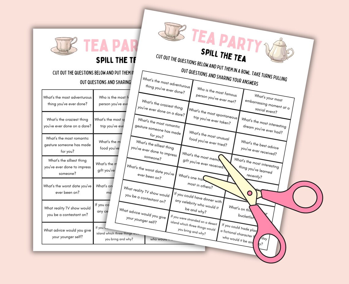 Spill the Tea Game: Tea Party Printable (digital Download) - Etsy