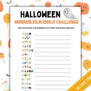 Halloween Party Game, Horror Movie Emoji Pictionary, Halloween Party Game, Halloween Game Printable, Halloween Party Ideas