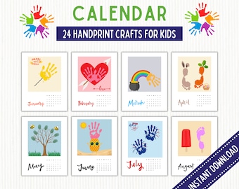 2024 Handprint Footprint Calendar Art Craft Kids | Baby Toddler Child | Activity Diy Gift Keepsake | Digital Download