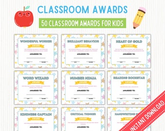 Classroom Awards -- End of Year Awards -- Student Awards -- Printable Student Certificates -- Fun Class Awards