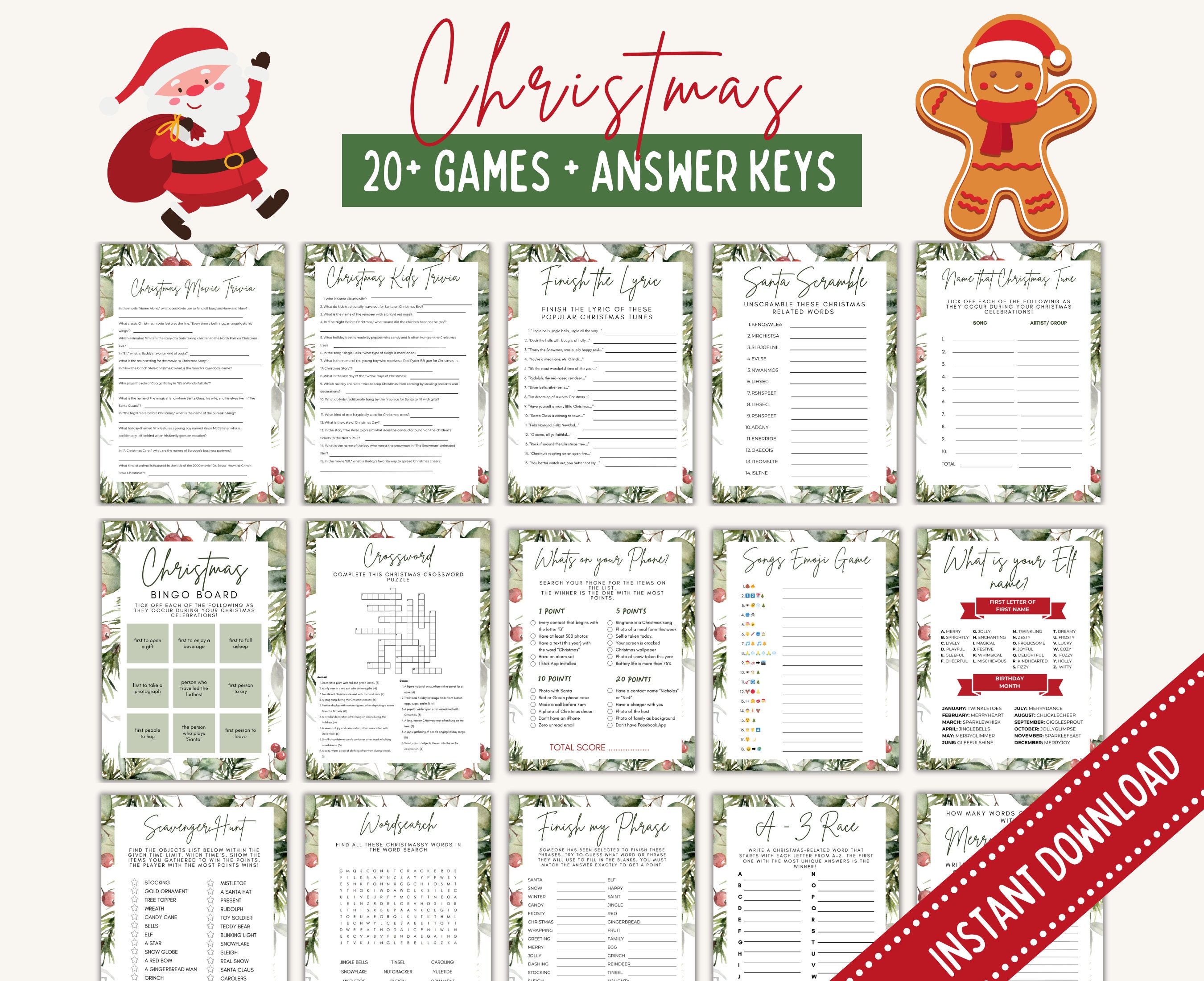 Christmas Games Bundle – 30 Printable Holiday Party Activities for ...