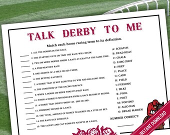 Kentucky Derby Trivia-Spiel: "Sprich Derby mit mir" (druckbar)"