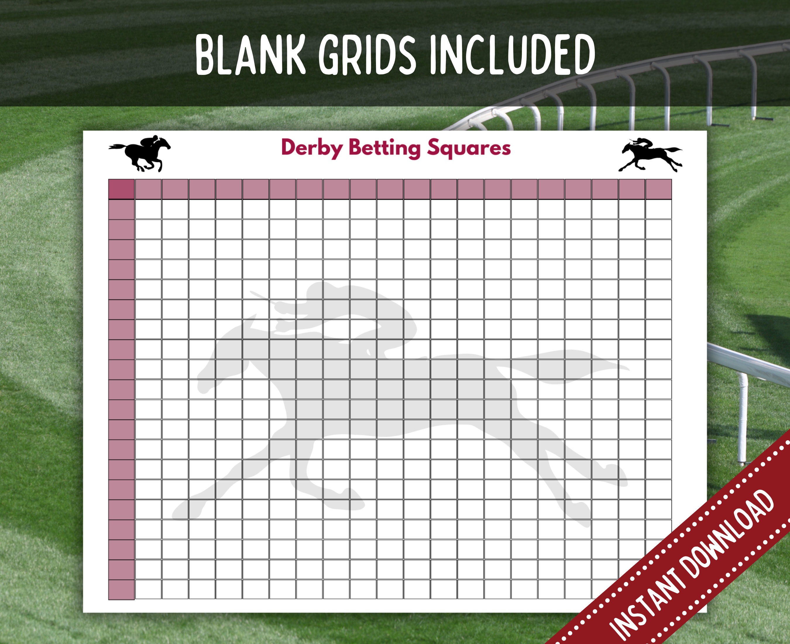 Derby Party Betting Squares, Horse Race Squares Exacta Bets, Derby ...