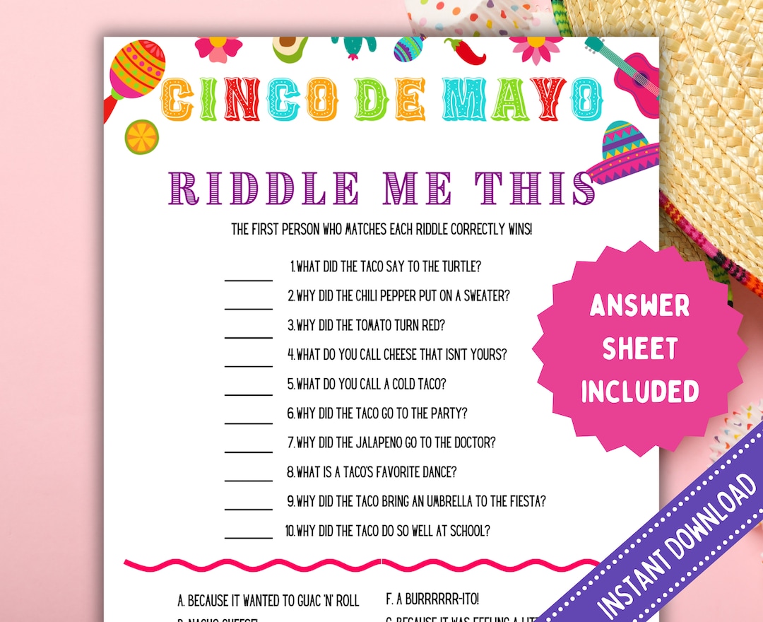 Fiesta Game | Fiesta Jokes | Cinco De Mayo Party Game | Cinco De Mayo ...