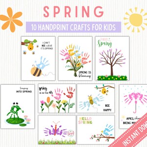 Spring Handprint Craft | Spring Craft for Kids | Spring Craft Classroom Pre K | Spring Art for Kids | Handprint Footprint Craft | Printable