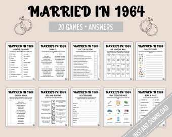 60th Anniversary Games Bundle | Married in 1964 Games | 60th Wedding Anniversary Games | Fun Printable Games | Party Games | Adult Games