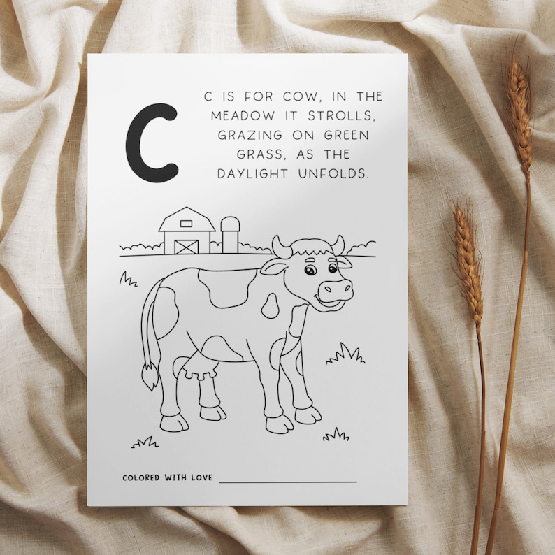 baby shower game for baby's first abc coloring book for guests to color in a page and keepsake for the baby