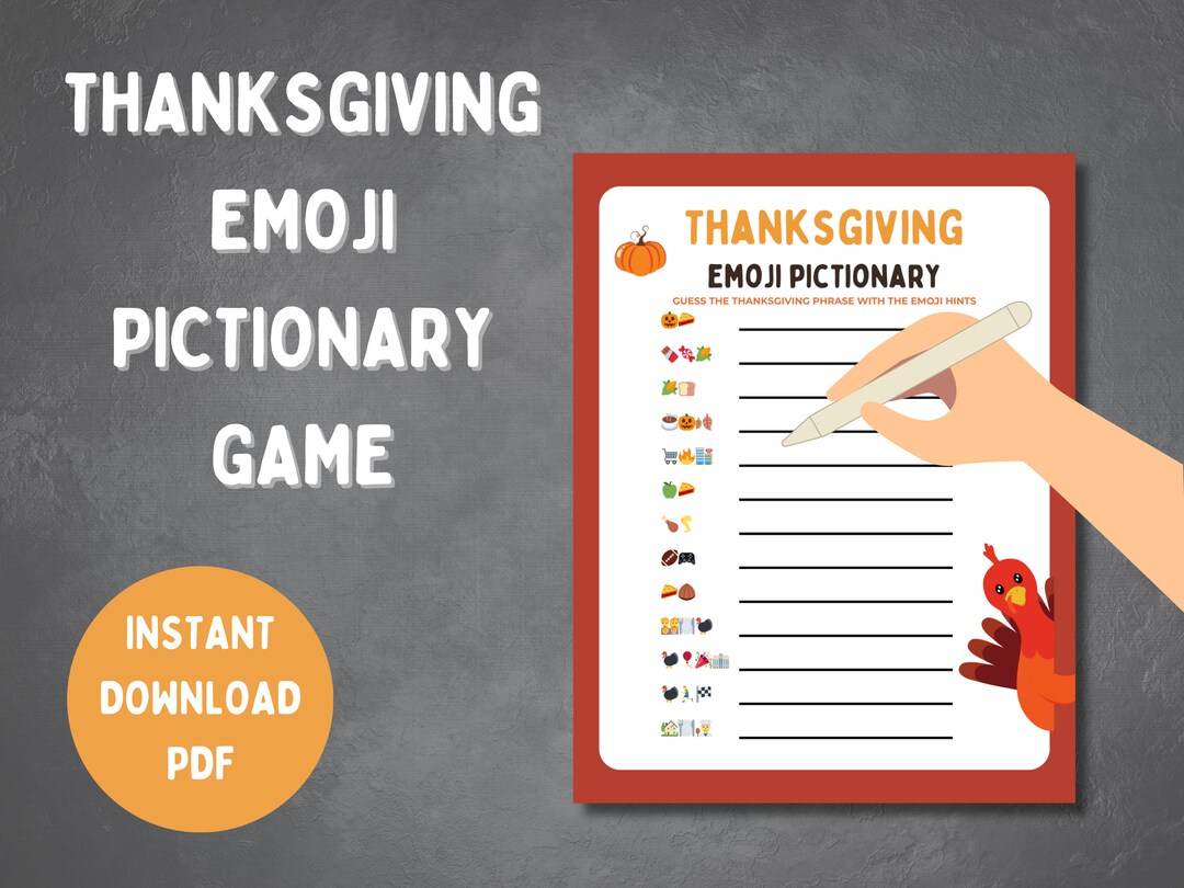 Thanksgiving Emoji Pictionary Game Thanksgiving Printable - Etsy