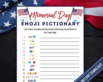 Memorial Day Emoji Pictionary Game: Fun Family Activity (Digital Download)