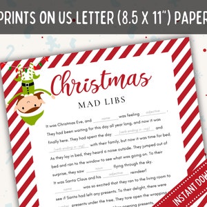 Christmas Mad Libs Game, Printable Mad Libs Party Game, Festive Story ...