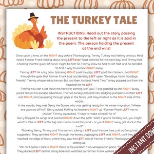 Thanksgiving Left Right Game | Thanksgiving Party Game | Thanksgiving ...