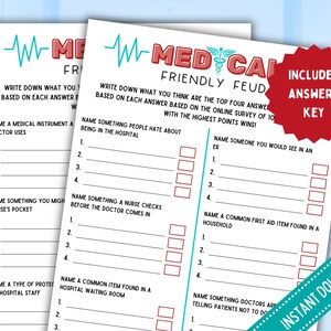 Family Feud game for nurse/ doctor graduation or retirement party activity - feud game file for virtual party - INSTANT DOWNLOAD