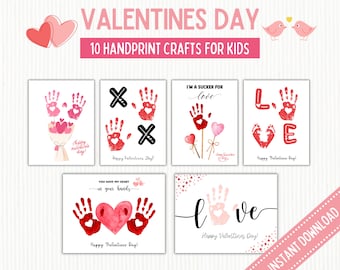 Valentine's Day Handprint Art Template: Kids DIY Craft (PDF)