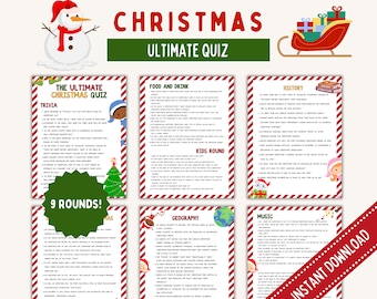 Printable Christmas Trivia Game | Christmas Party Game | Christmas Game for Large Group Adults| Christmas Family Games | Trivia Night |