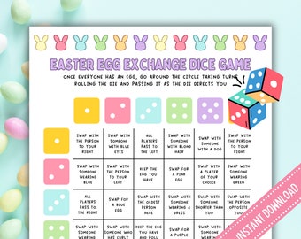 Påskäggsbytesspel med tärningar: Familjefest (digital nedladdning)