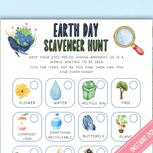 Earth Day Scavenger Hunt, Printable Instant Download, Earth Day ...