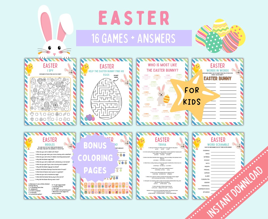 Easter Game Bundle | Printable Easter Games for Kids and Adults | Party Games and Activities ...