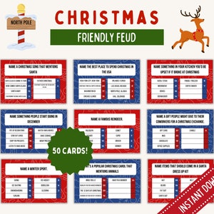 Christmas Friendly Feud Game | Printable Christmas Game | Christmas Party Game | Christmas Game Adults Family | Christmas Trivia