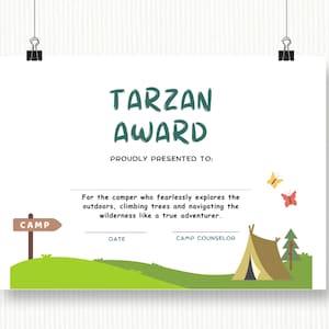 Summer Camp Awards Certificates Camp Achievement Award Campers Gift Summer Camp Awards Certificates Camp Achievement Award Campers Gift