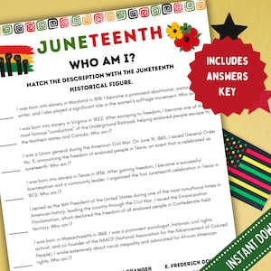 Juneteenth Who Am I | Juneteenth Games | Juneteenth Activities | Who Am I | Juneteenth Party Games for Kids & Family | Printable