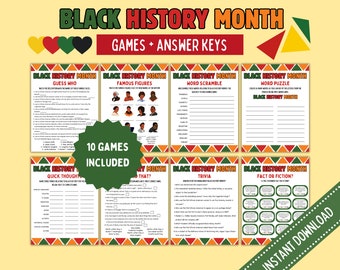 Black History Month Games: Trivia & Quiz Activity (PDF)