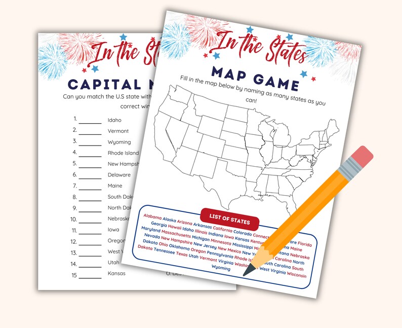 State Trivia Images USA State Trivia Game Bundle: Family Game Night (PDF) - Etsy