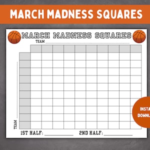 March Madness Squares: NCAA Basketball Game (Instant Download)