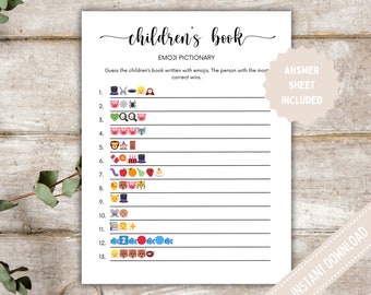 Children's Book Emoji Pictionary Game: Baby Shower Activity (Digital Download)
