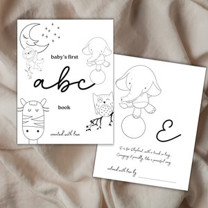 ABC Baby Shower Coloring Pages, Creative Printable Activity, Digital Keepsake for Baby Shower Celebration